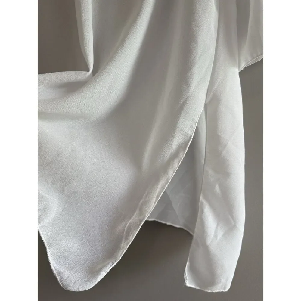Shore Shapes White Sheer Beach Coverup Flare Sleeve Asymmetric Hem Relaxed 2X